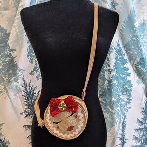OMG Accessories Gingerbread Round Crossbody Bag | Sequins & Glitter | Holiday No